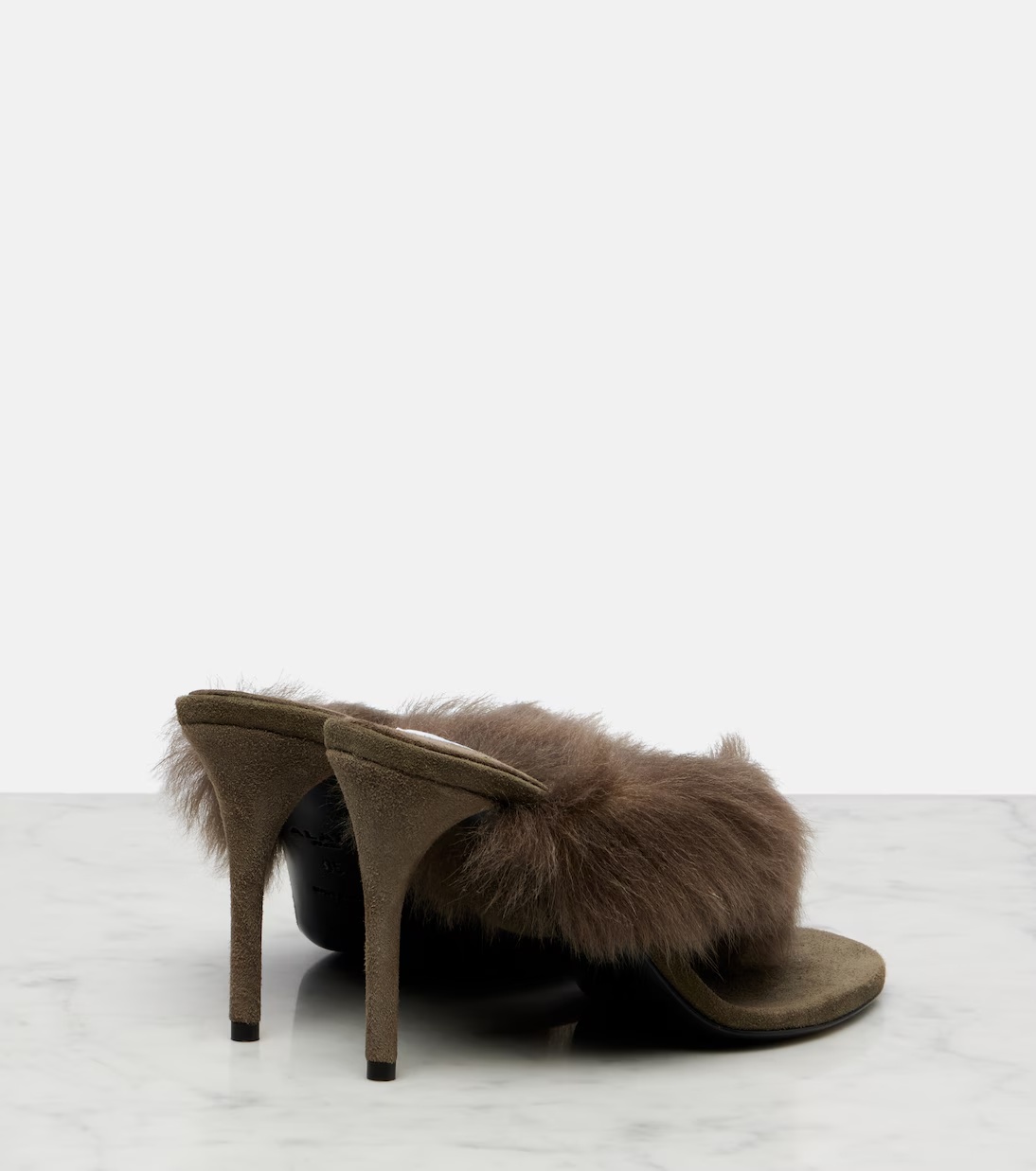 Alaïa Alaia Boudoir 90 Shearling-trimmed Suede Mules In Multi