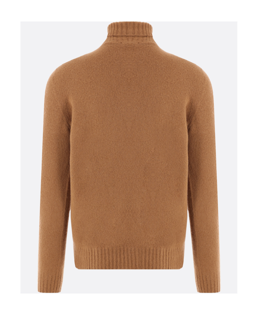Drumohr Camel-coloured Turtleneck Sweater In Wool In Brown