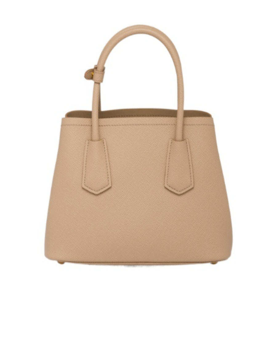 Prada Double Saffiano Leather Mini Bag In Nude