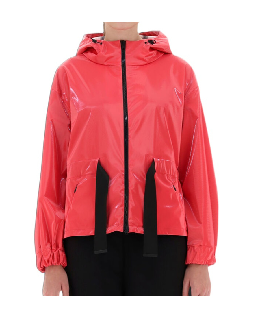 Herno Paradise Pink Lady Bird Laminar Casual Jacket In Red