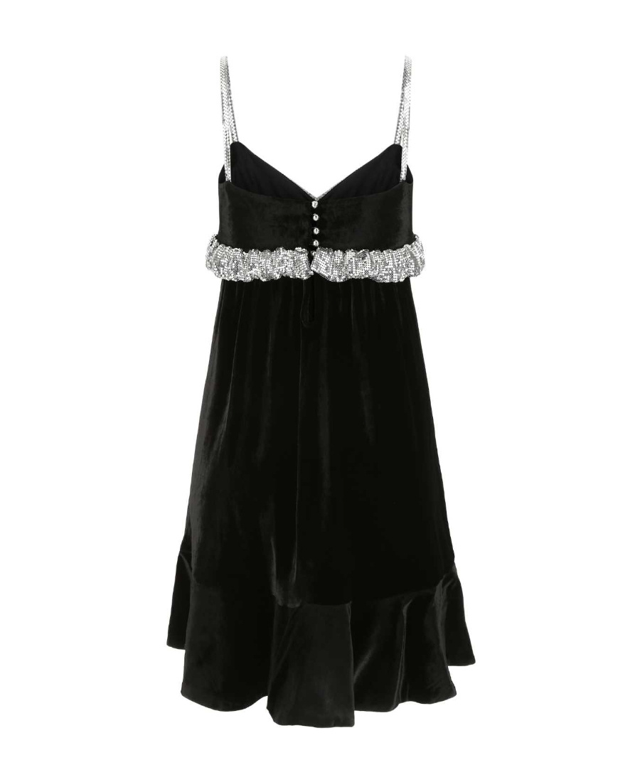 Rabanne Two-tone Velvet Minidress In Black