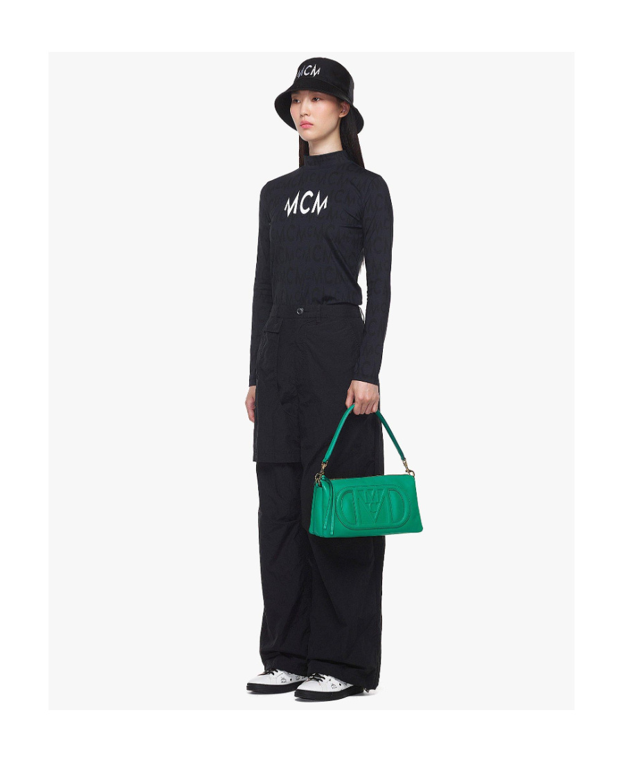 Mcm Logo Shoulder Bag In Green