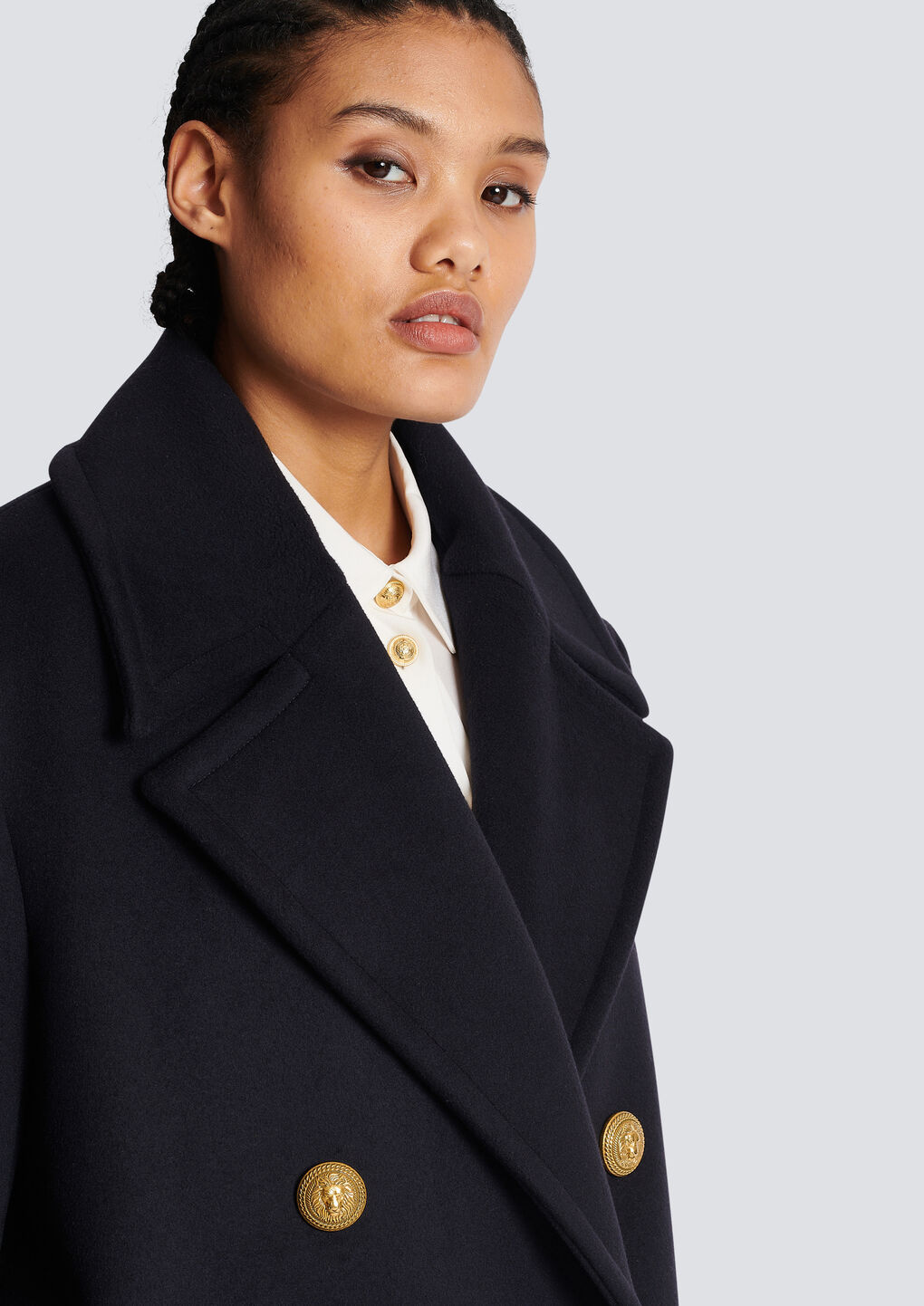 Shop Balmain Oversized Double-breasted Coat In Black