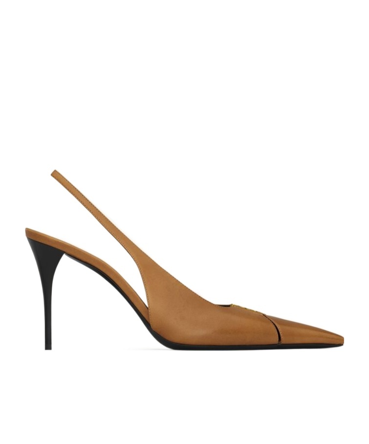 Saint Laurent Leather Babylone Slingback Pumps 90 In Macadamia Nut