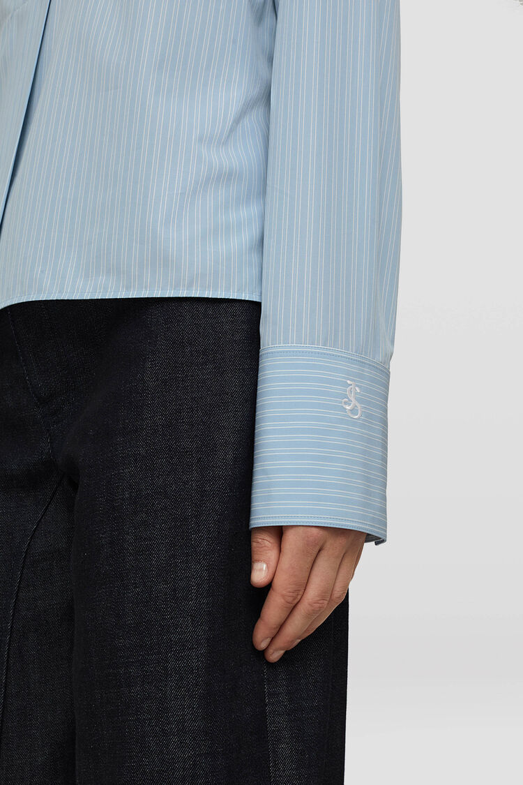 Jil Sander Striped Cotton Shirt In Blue