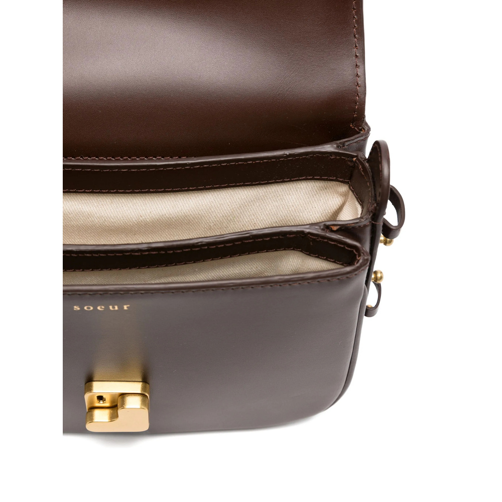 Soeur Womens Marron Fonce Bell Very Mini Patent-leather Cross Body Bag In Brown