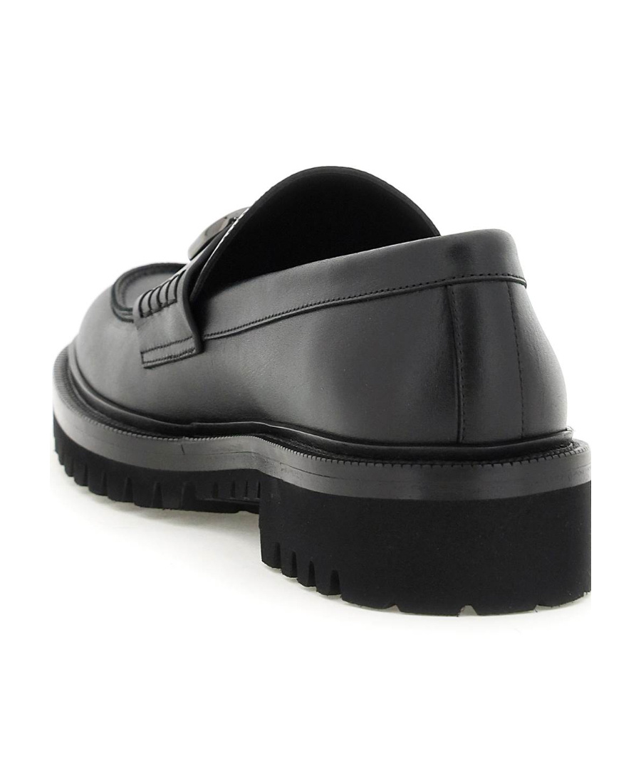 Valentino Logo-plaque Leather Loafers In Black