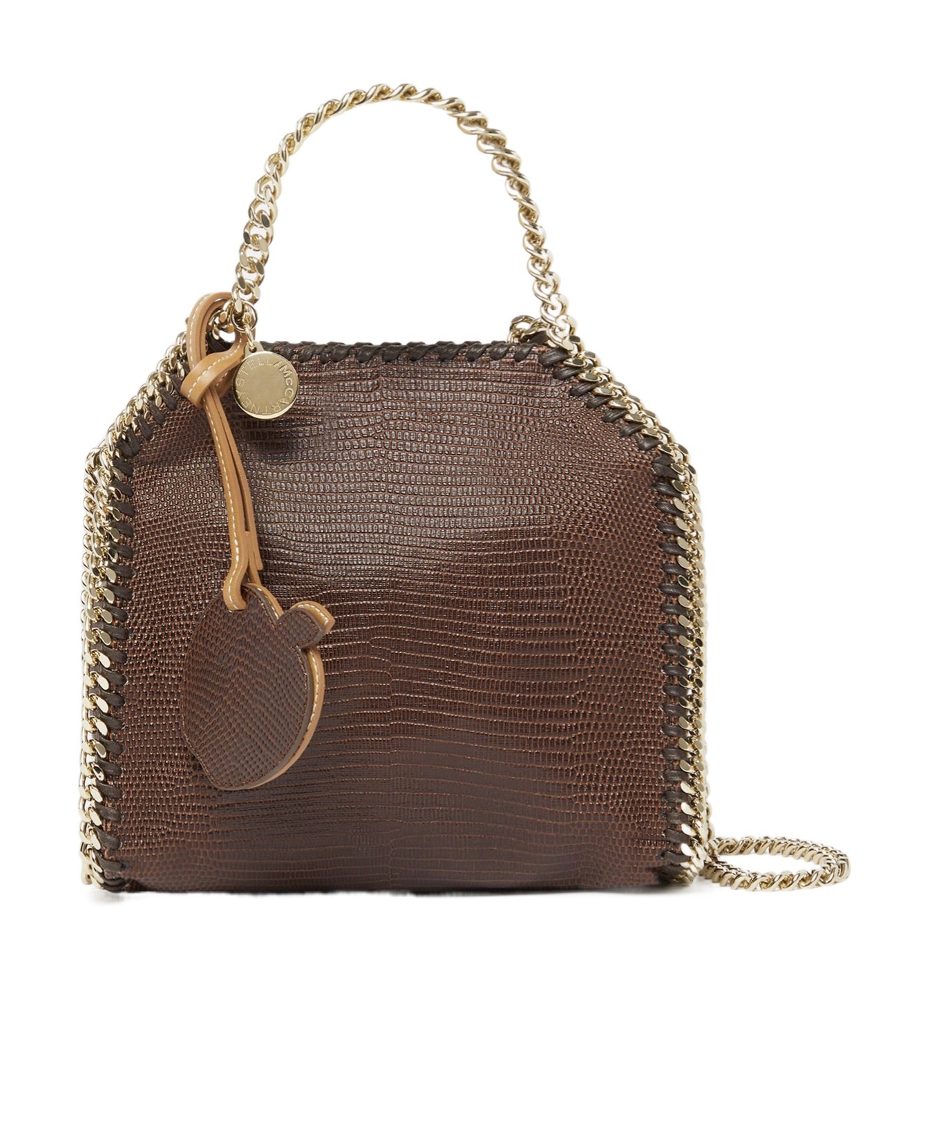 Stella Mccartney Falabella Chain-link Top Handle Bag In Brown