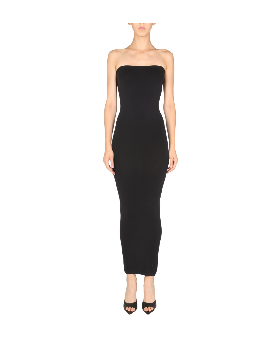 Wolford Sculpting Fatal Strapless Bodycon Midi Dress In Black