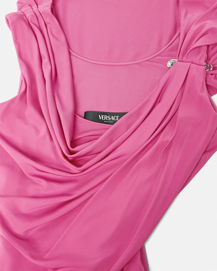 Versace Safety-pin Draped Crepe Jersey Slit Gown