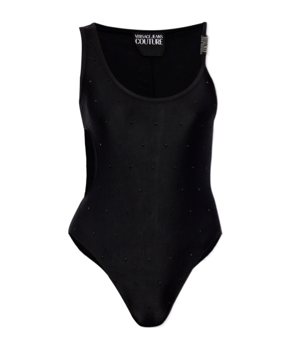 Versace Jeans Crystal-embellished Halterneck Body In Black