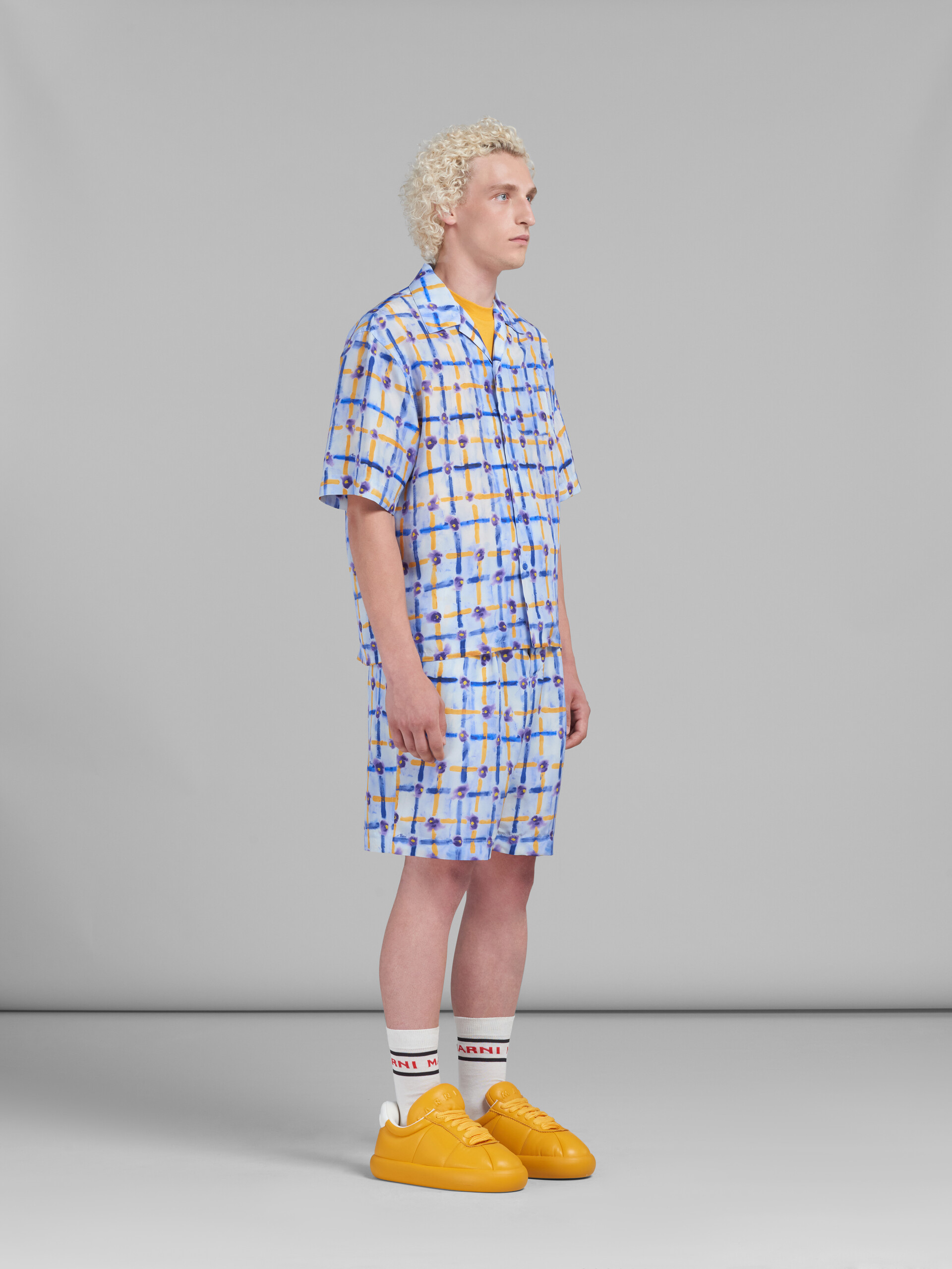 Marni Bermudas Aus Seide Mit Print In Blue