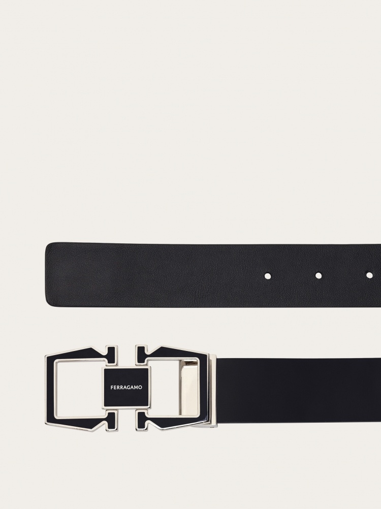 Ferragamo Double-sided Belt In Black