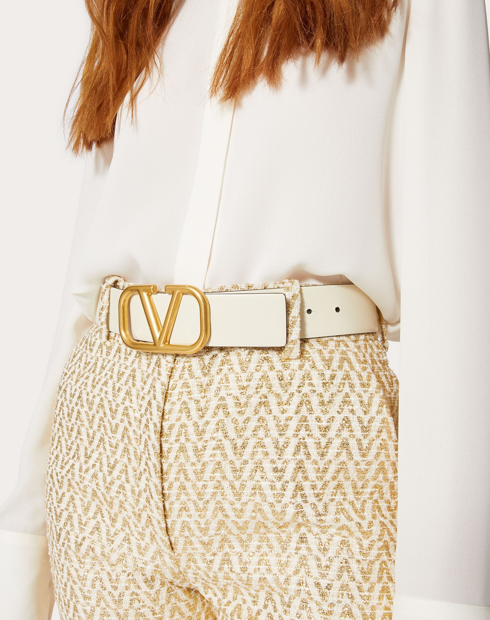 Valentino Vlogo Signature Buckle Belt In Nude
