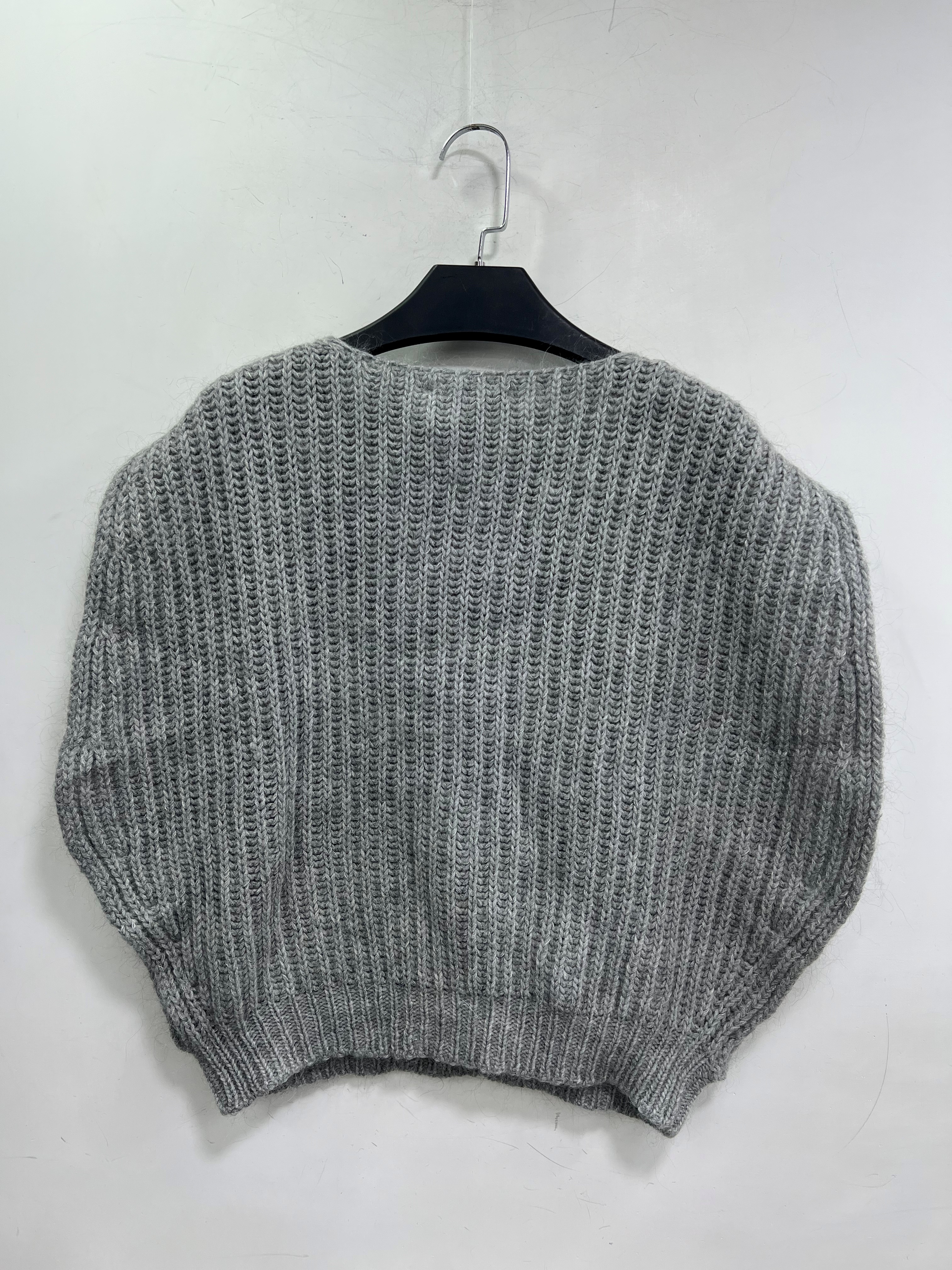 Fabiana Filippi Long-sleeved Knitted Sweater In Gray