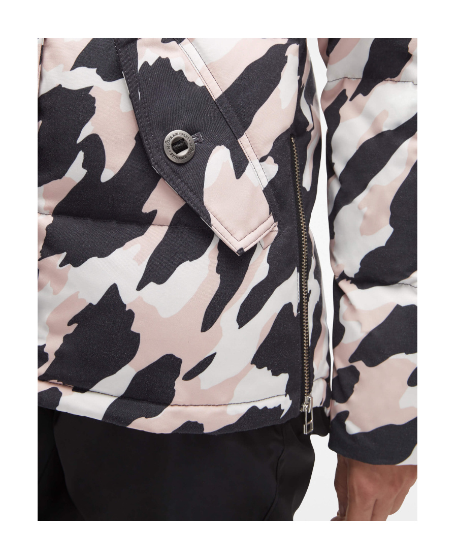 Moose Knuckles Camouflage Printed Down Jacket In Black