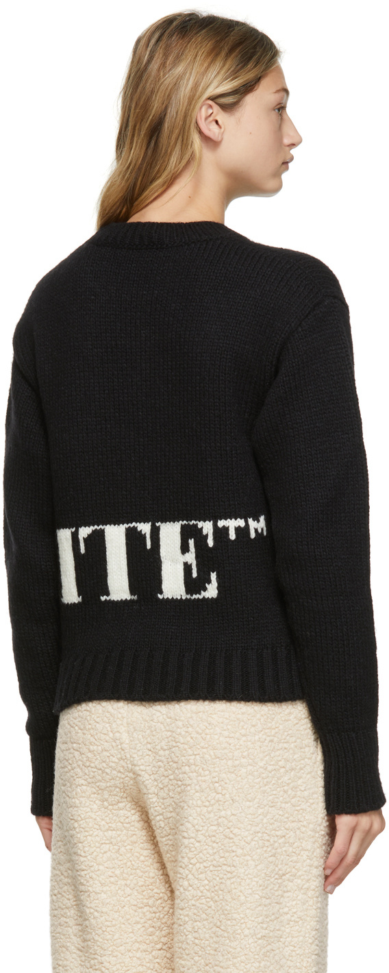 Off-white Off White Knt Swtr Cn Ls Logo Intrsa Wl In Black