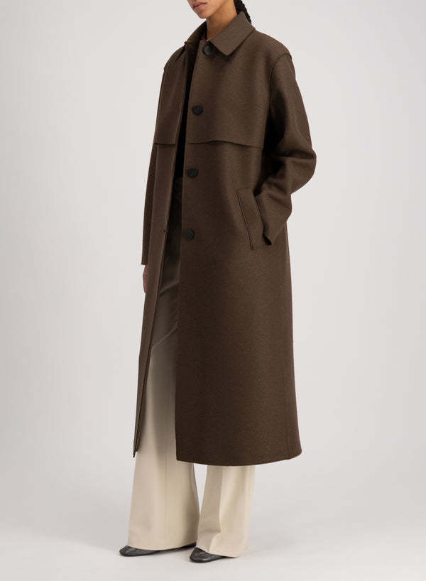 Harris Wharf London Long-sleeved Wool Coat In Green