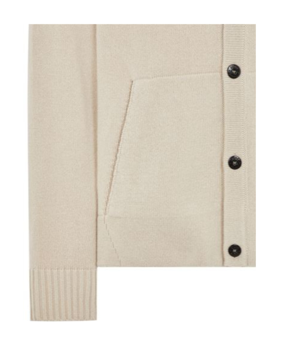 Stone Island Compass-motif Ribbed Cardigan In White