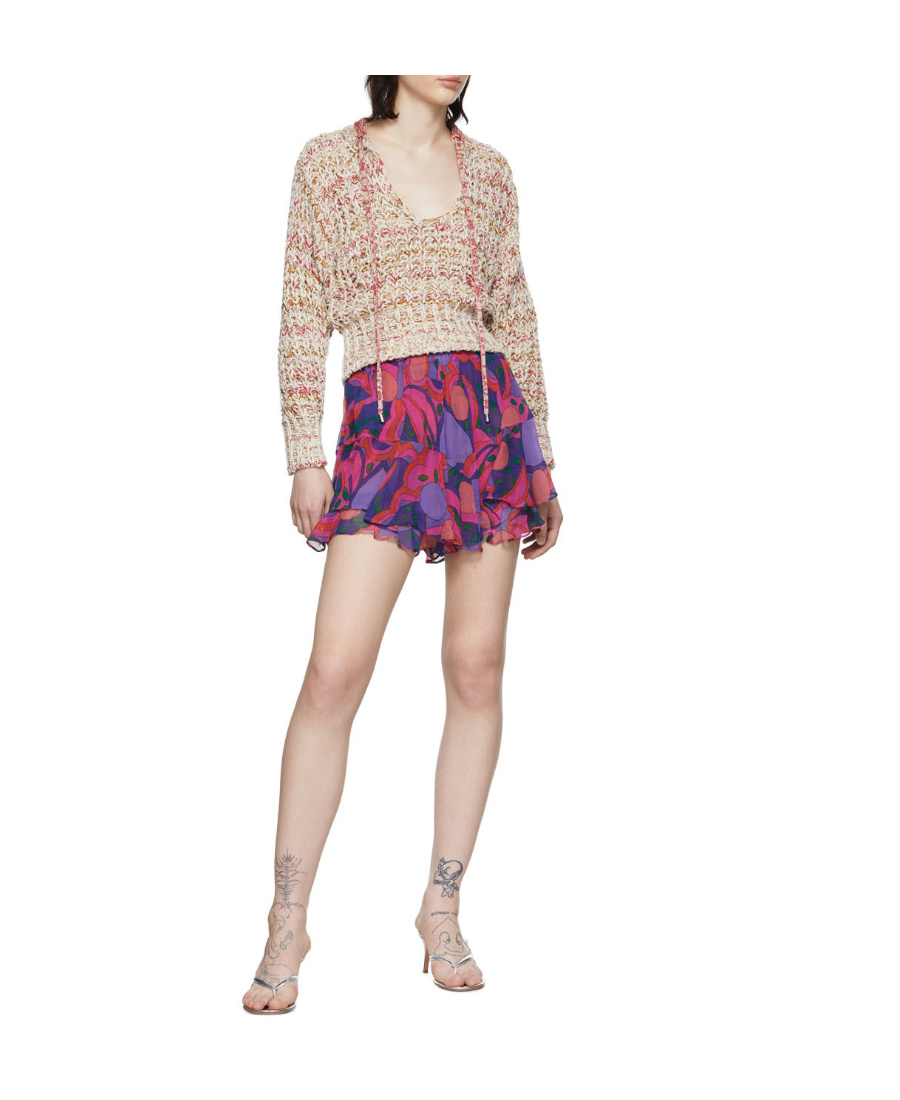Isabel Marant Andrea Open-knit Tie-neck Sweater In Nude