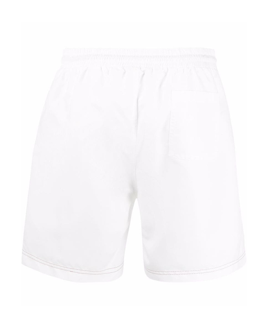 Brunello Cucinelli Straight-leg Long-length Logo-embroidered Swim Shorts In White