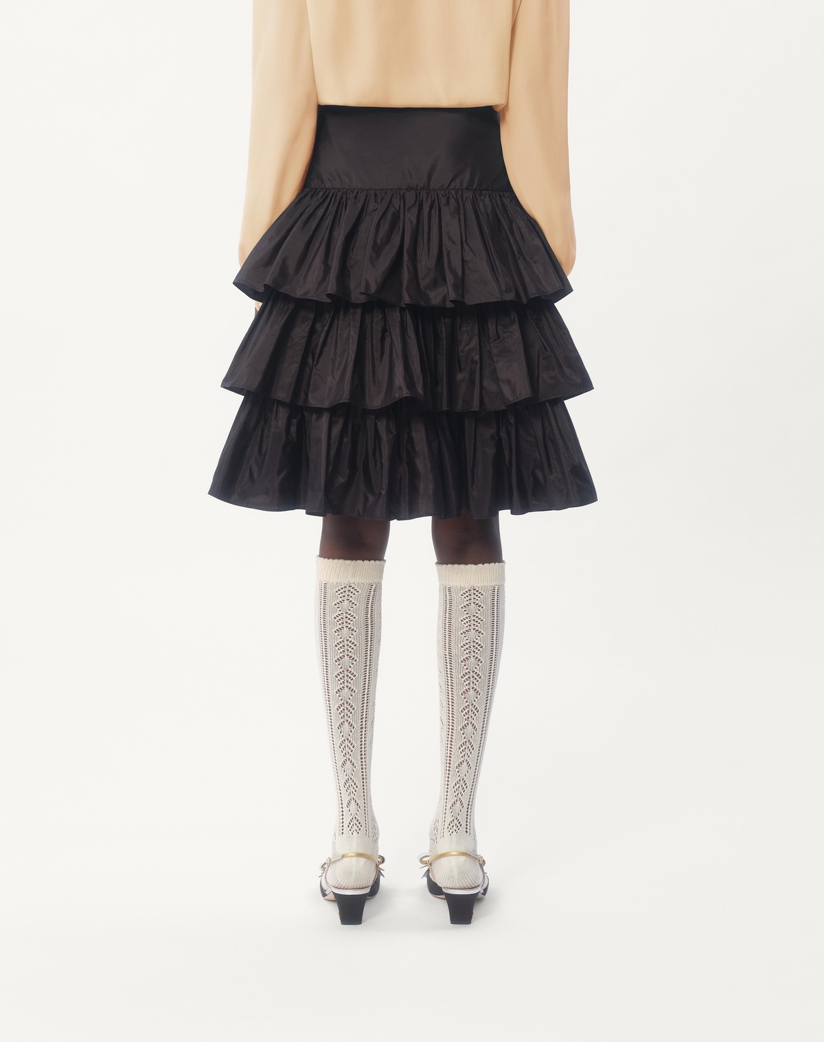 Valentino Ruffled Taffeta Skirt Woman Black 42 In Black