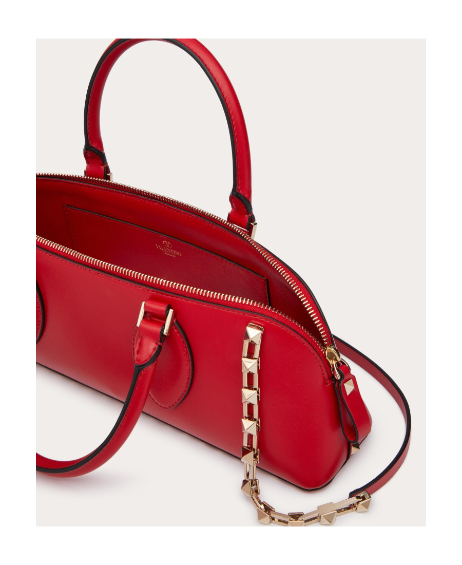 Valentino Rockstud East-west Leather Tote Bag In Red