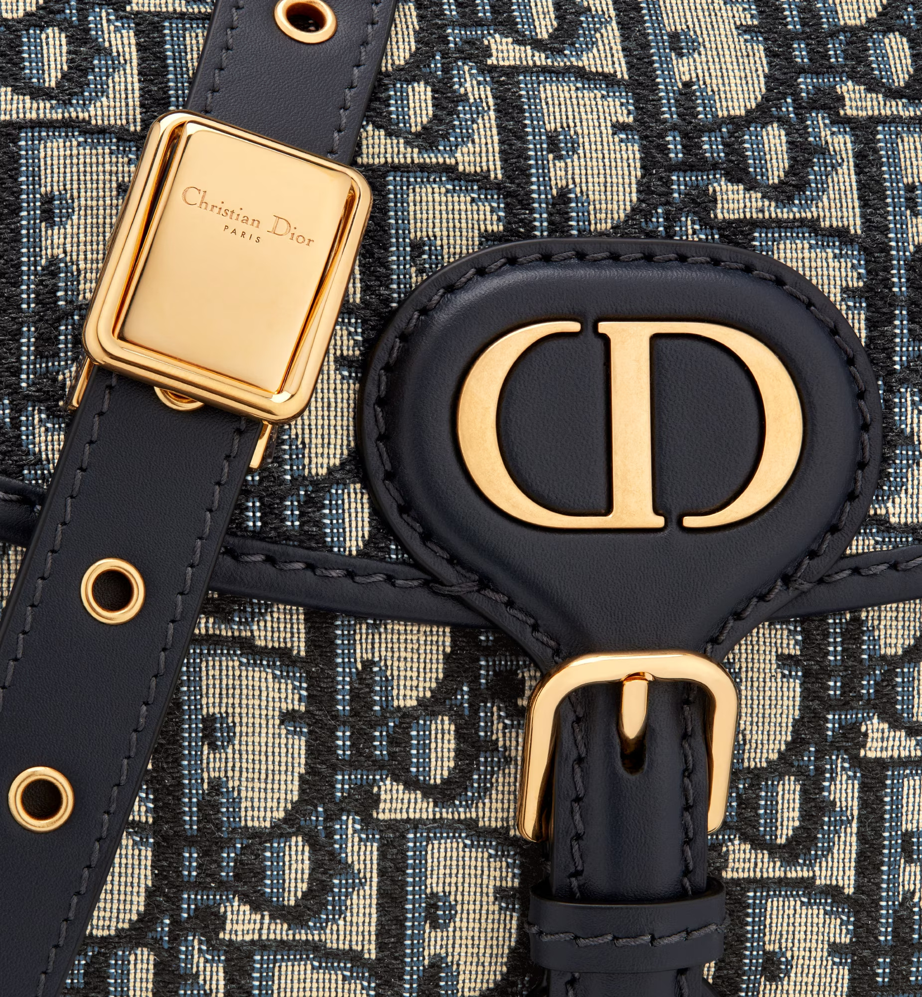 Dior Bobby Medium Oblique Printed Shoulder Bag In Blue