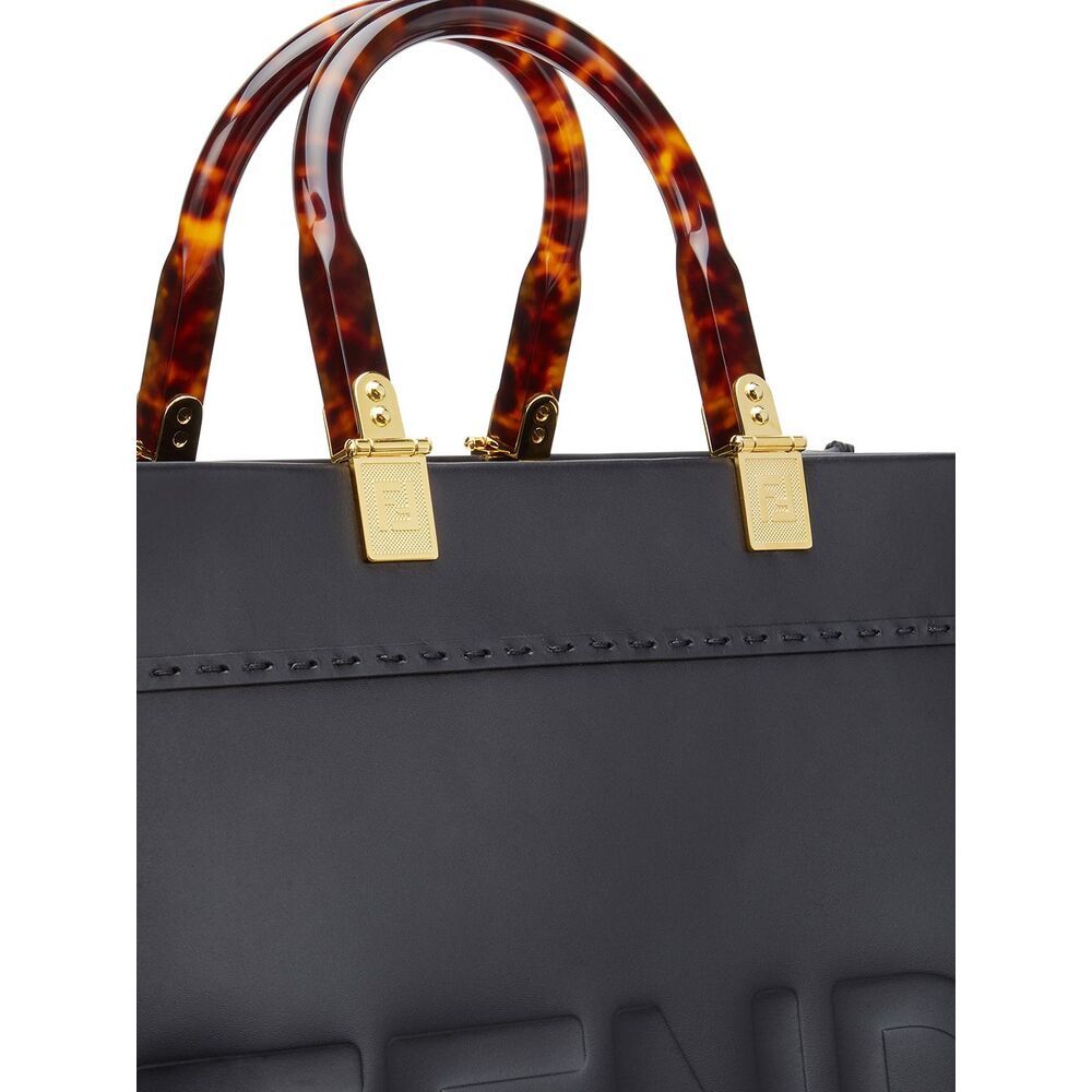 FENDI BLACK LEATHER SHOPPER