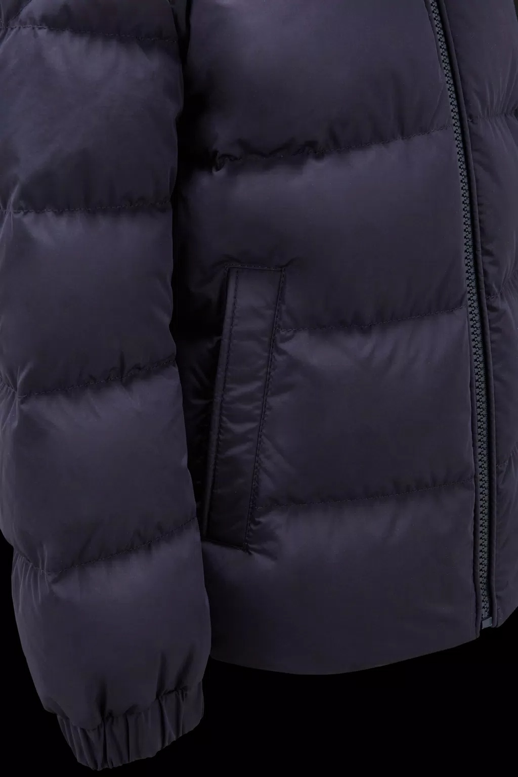 Moncler Zip-up Hooded Padded Jacket In Blue