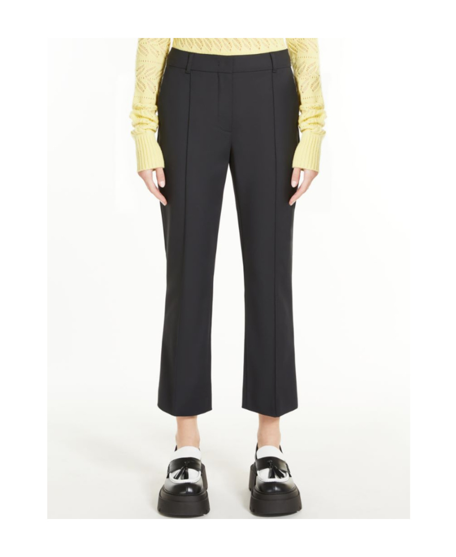 Sportmax Wool Trousers With High Waist And Zipped Slits In Black