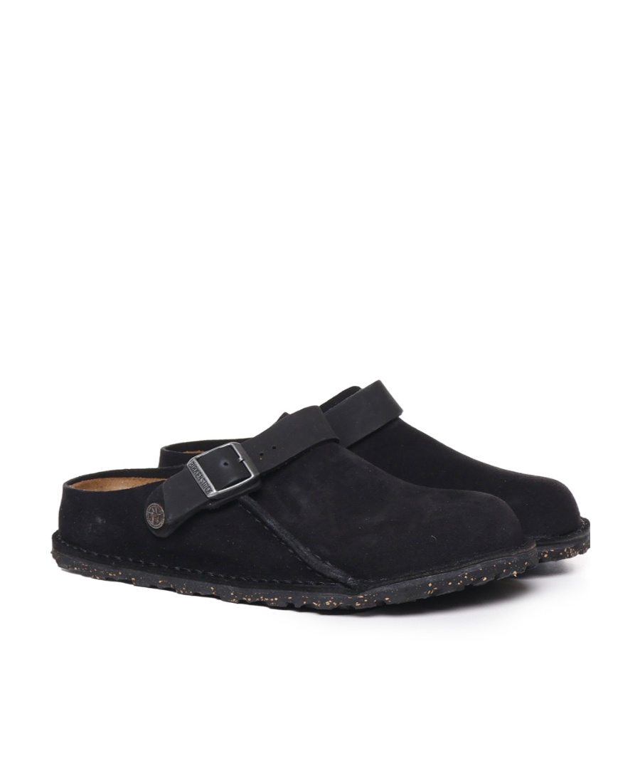 Birkenstock Black Regular Lutry Premium Suede Slip-on Loafers In Black