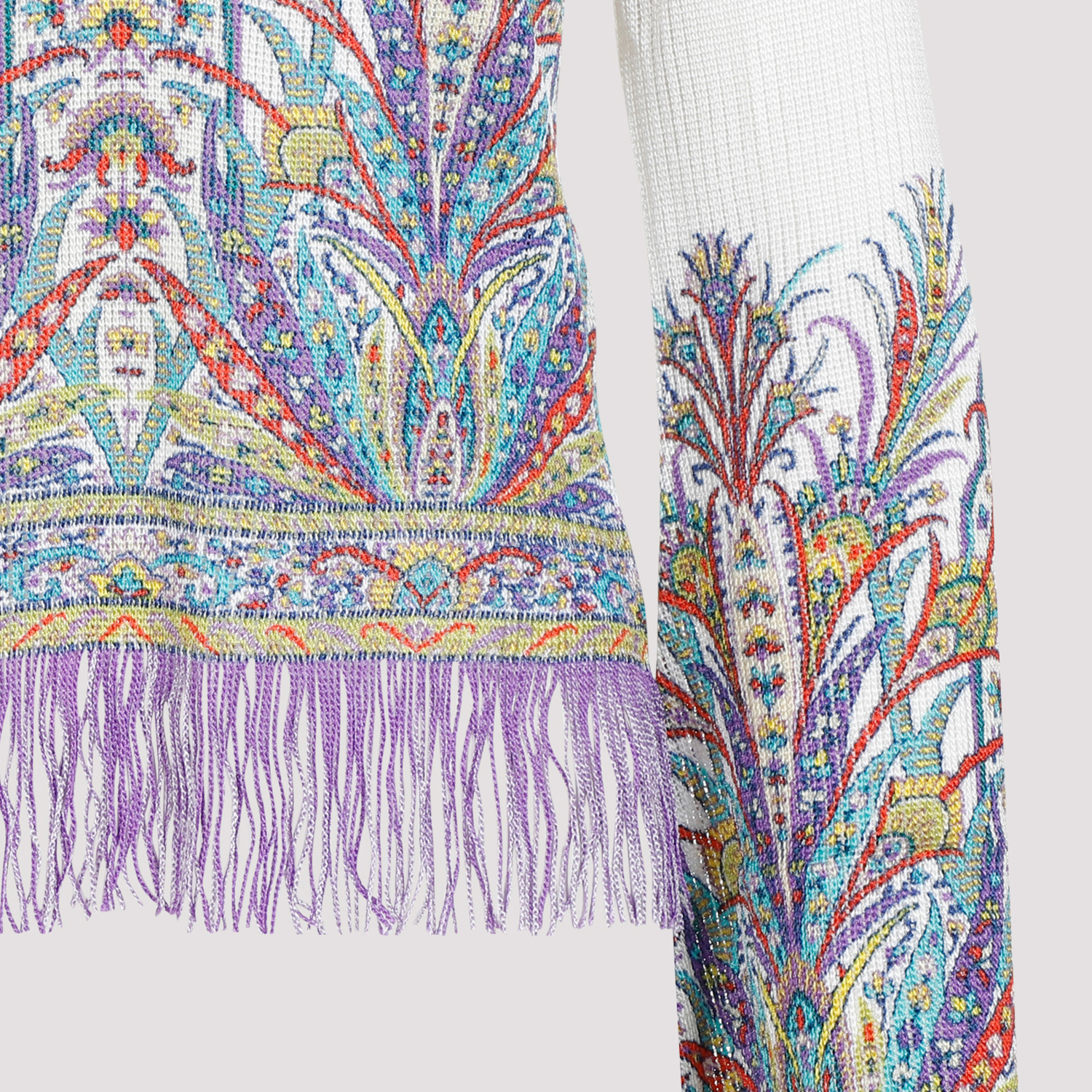 Etro Fringed Knitted Top In White