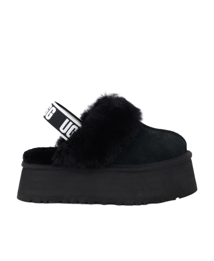 Shop Ugg Fur-lined Flatform Mules In Black
