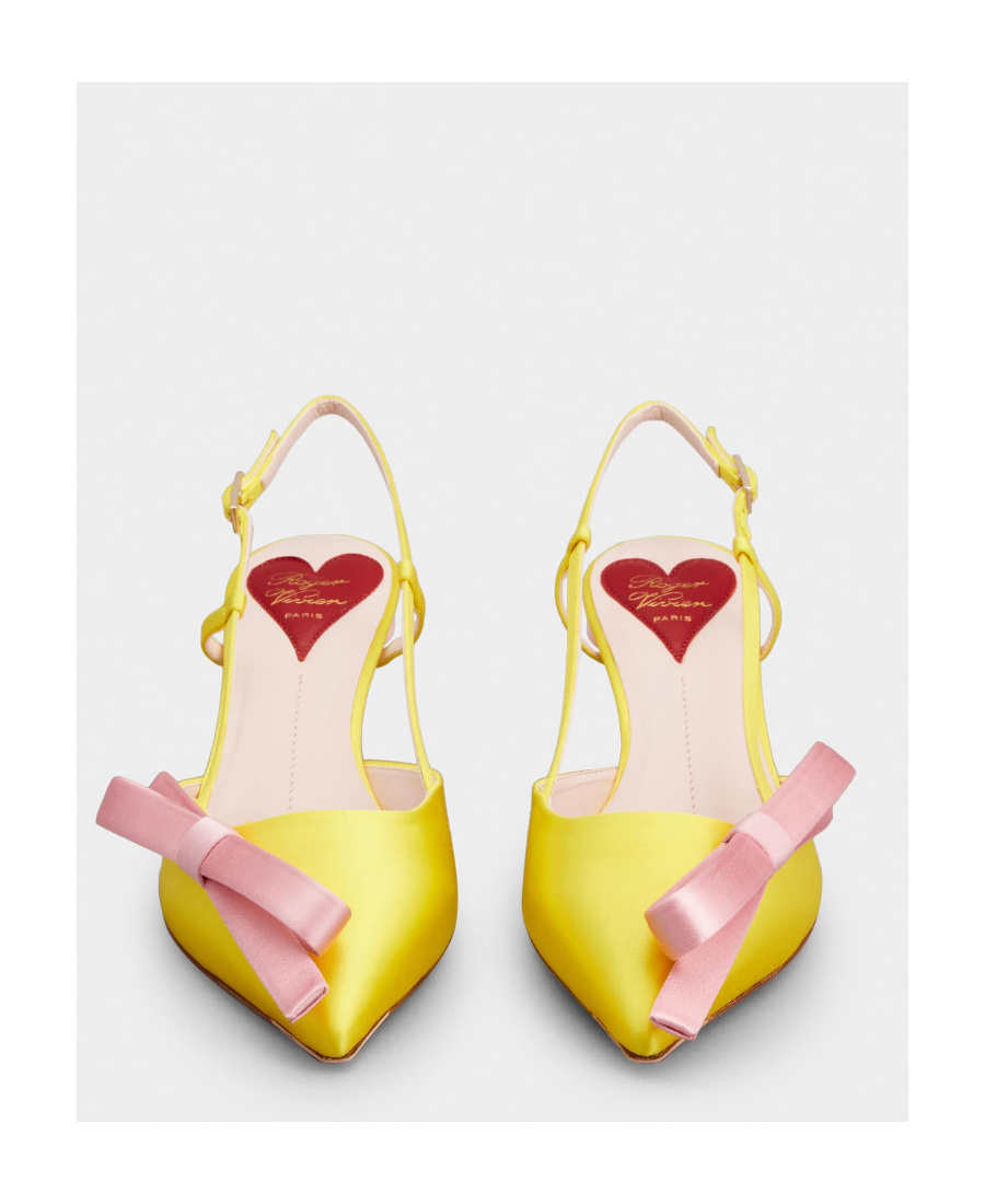 ROGER VIVIER VIRGULE BOW SLINGBACK PUMPS IN SATIN