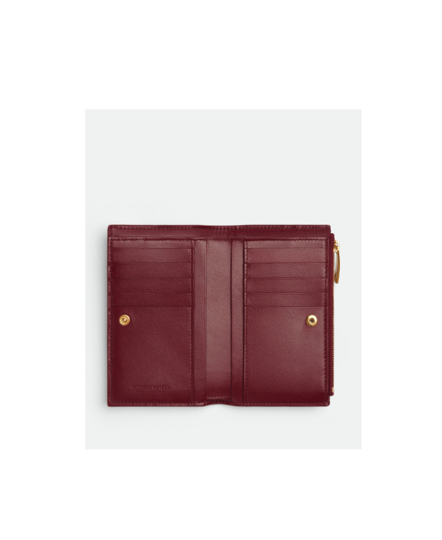 Bottega Veneta Intrecciato Bi-fold Leather Wallet In Red