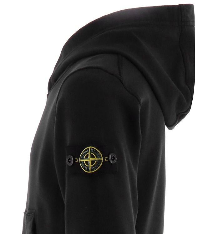 Stone Island Compass-badge Cotton Hoodie In Black