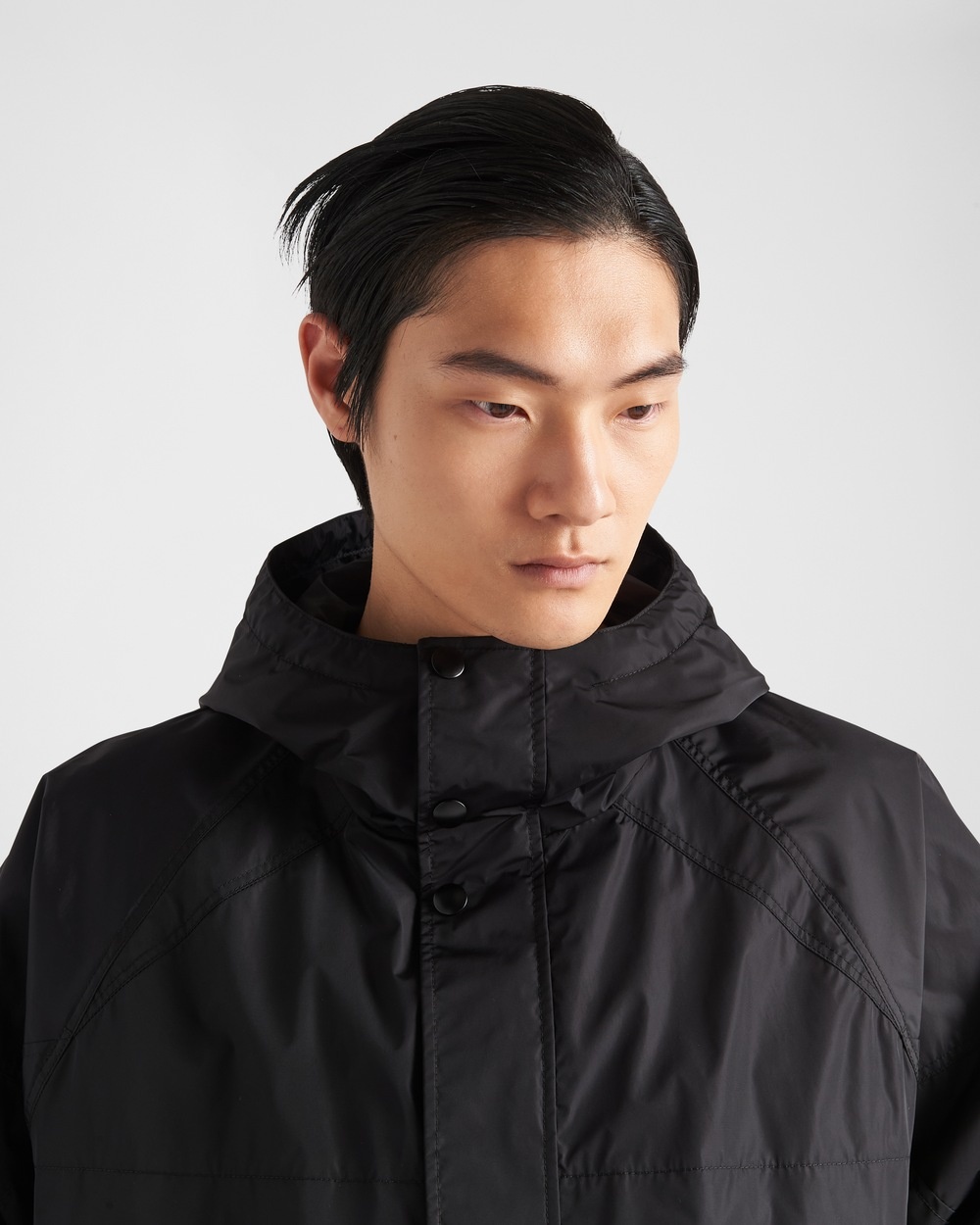 Prada Technical Lightweight Hooded Jacket In Black