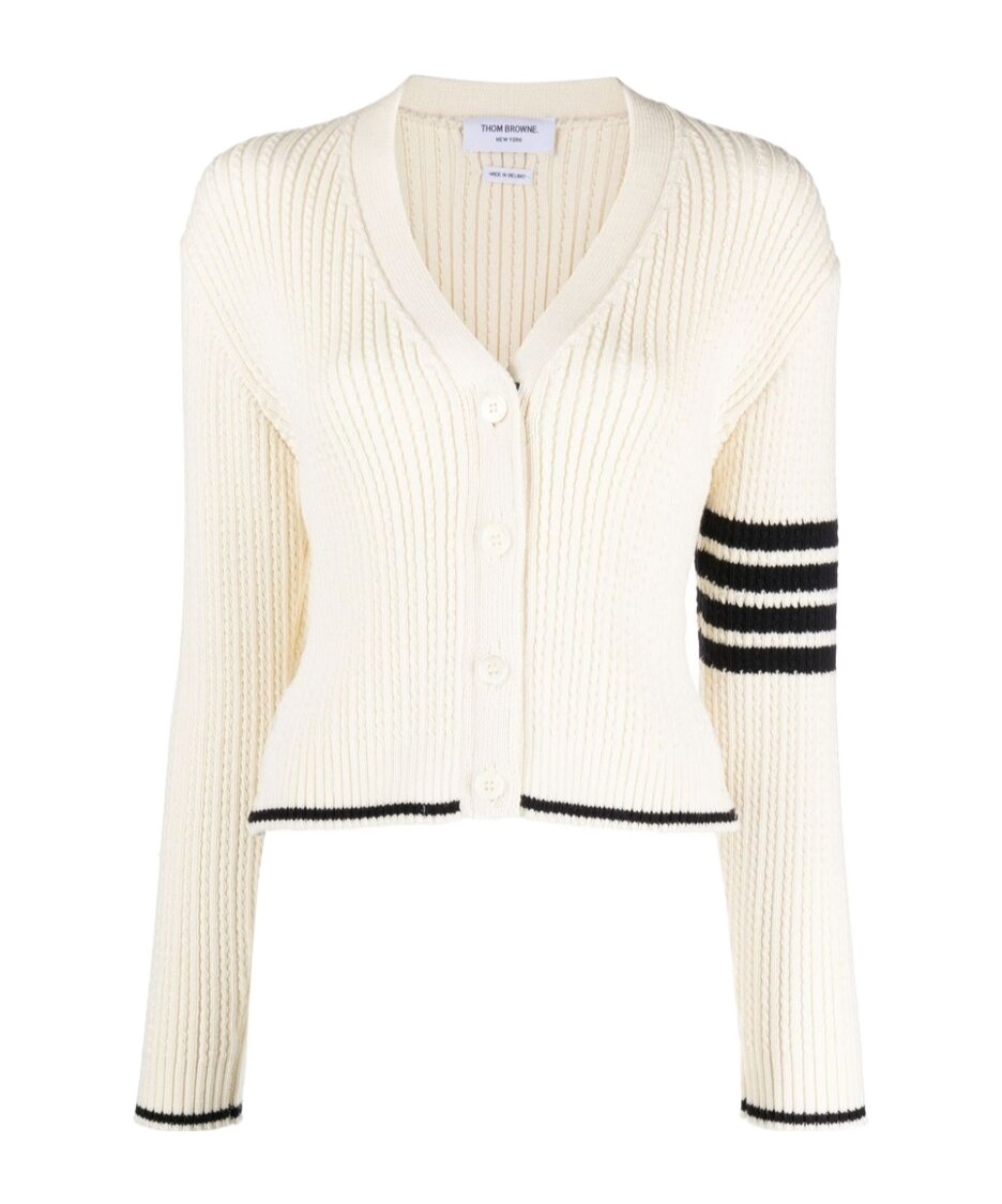 Thom Browne 4bar Cardigan In White