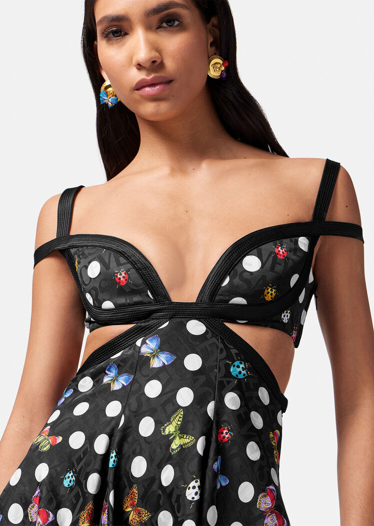 Shop Versace X Dua Lipa Printed Midi Dress In Green