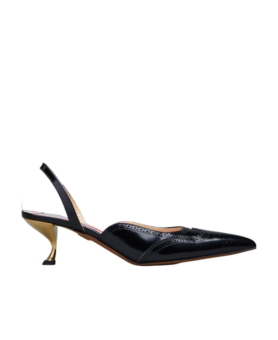 THOM BROWNE POINTED-TOE LOW-HEEL PUMPS