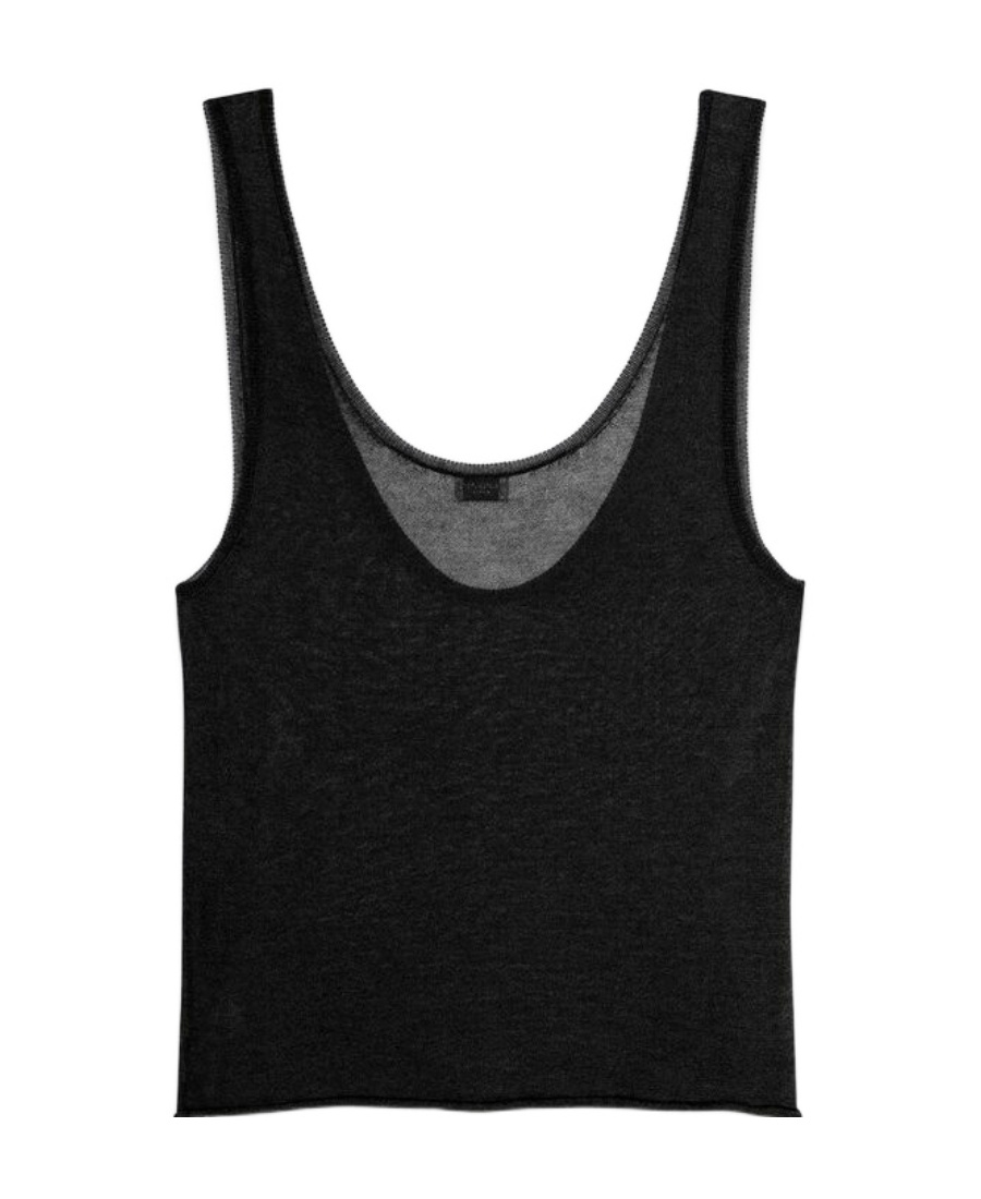 Saint Laurent Scoop-neck Tank Top In Black