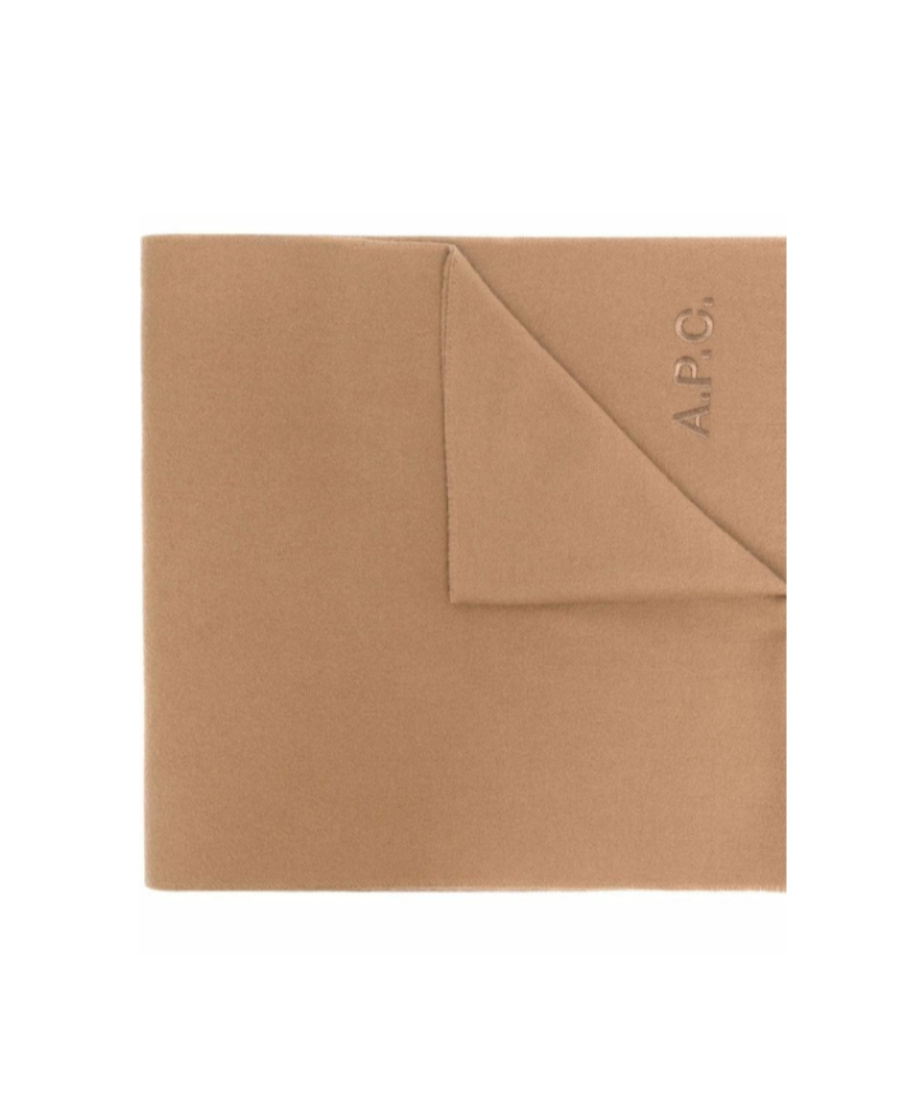 Apc Logo-embroidered Virgin Wool Scarf In Nude