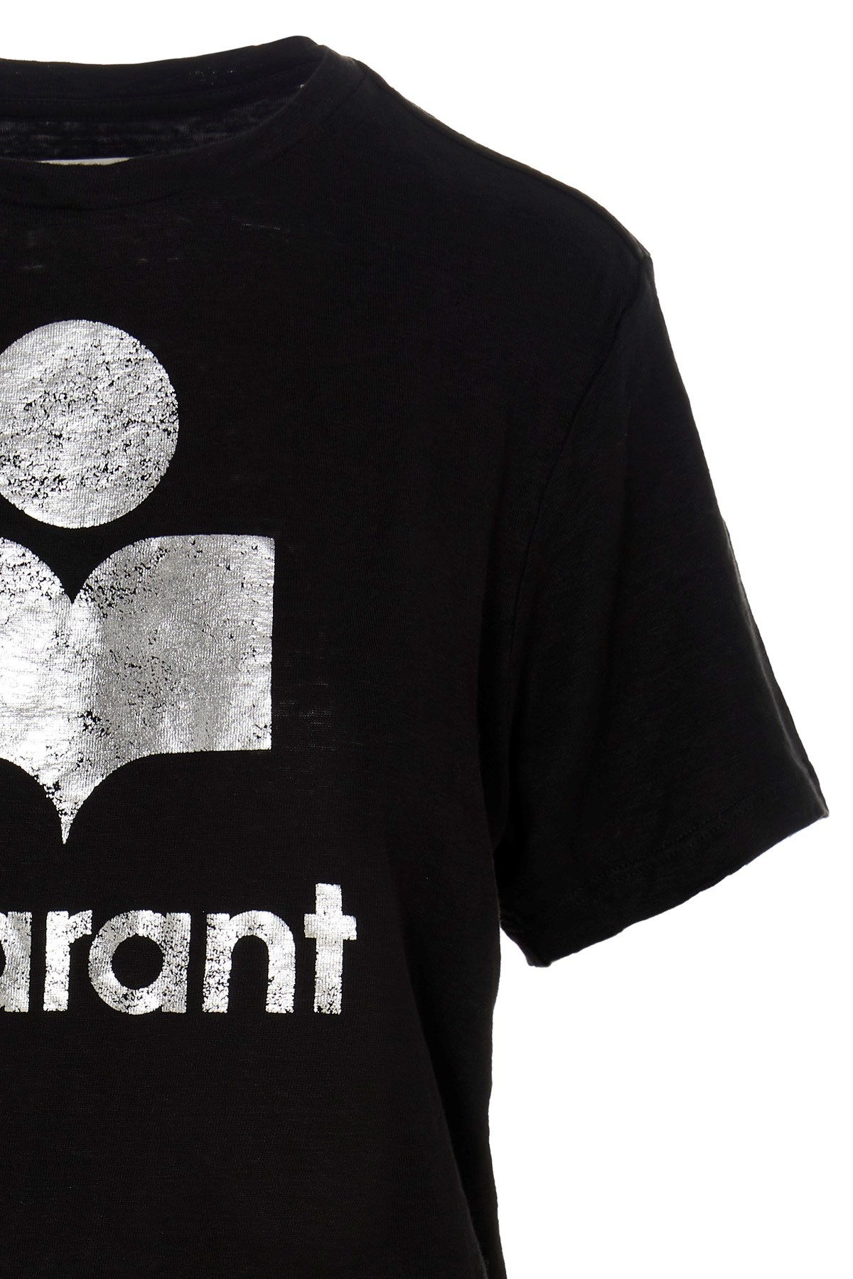 Isabel Marant Étoile Isabel Marant Etoile Zewel T Shirt With Metallic Logo Print In Black
