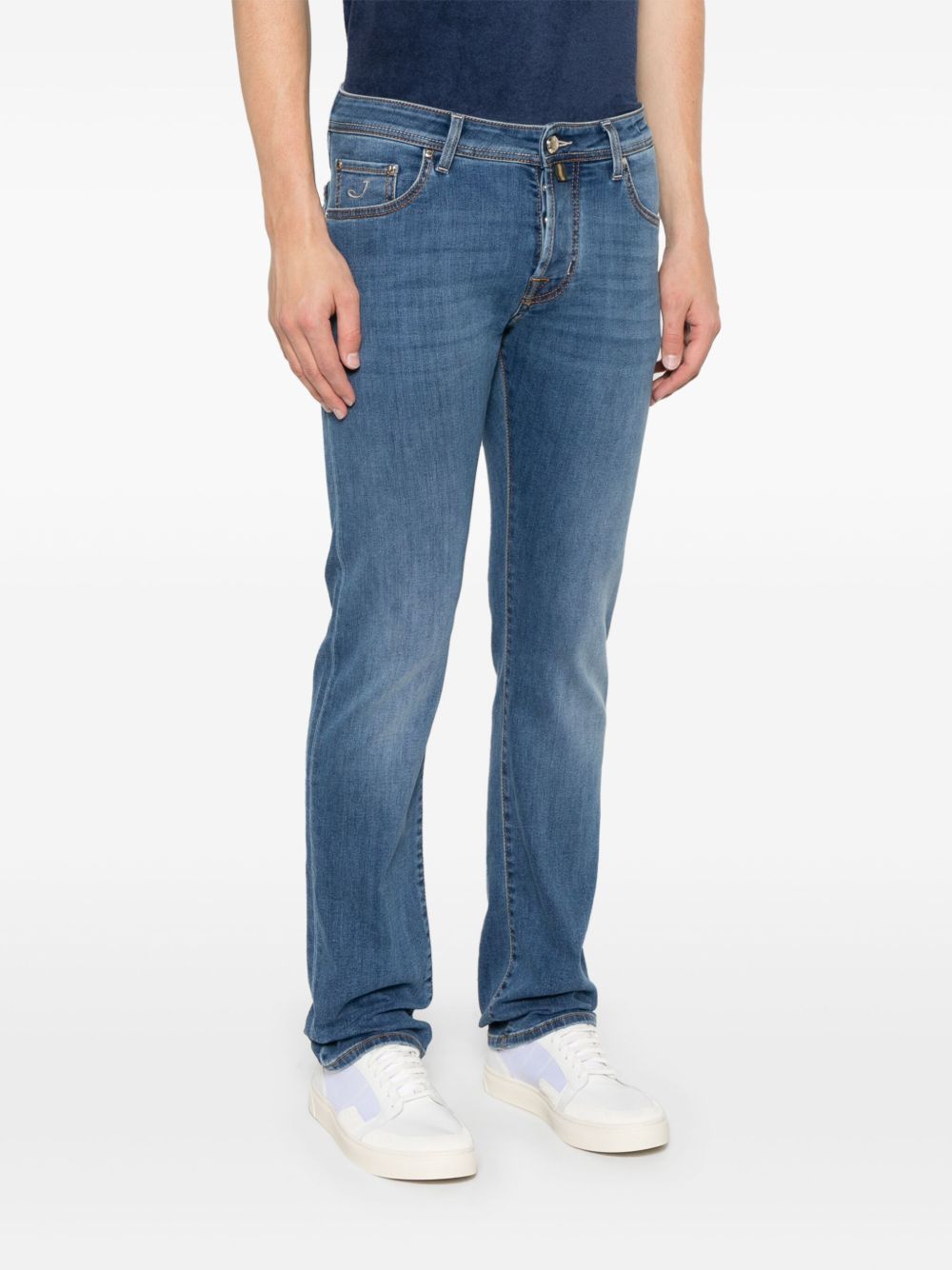 Jacob Cohen Straight Trousers Belt Loops In Blue