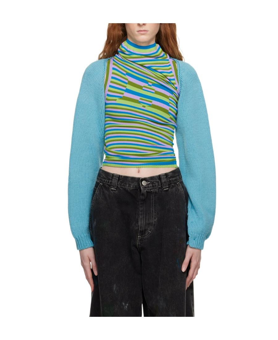 Marni Logo Long-sleeved Knitted Cardigan In Multicolor