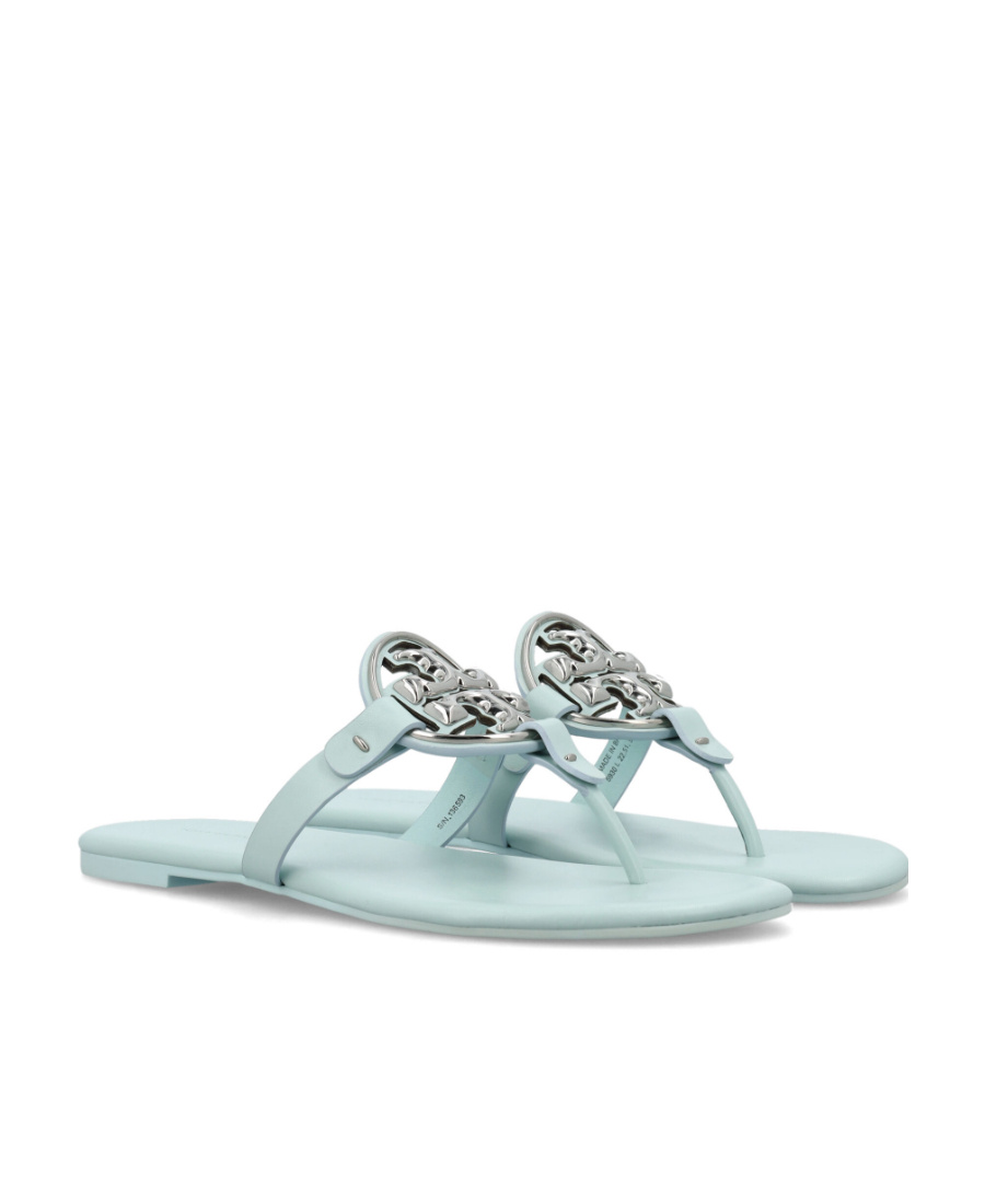 Tory Burch Metal Miller Soft Flat Sandals In Blue