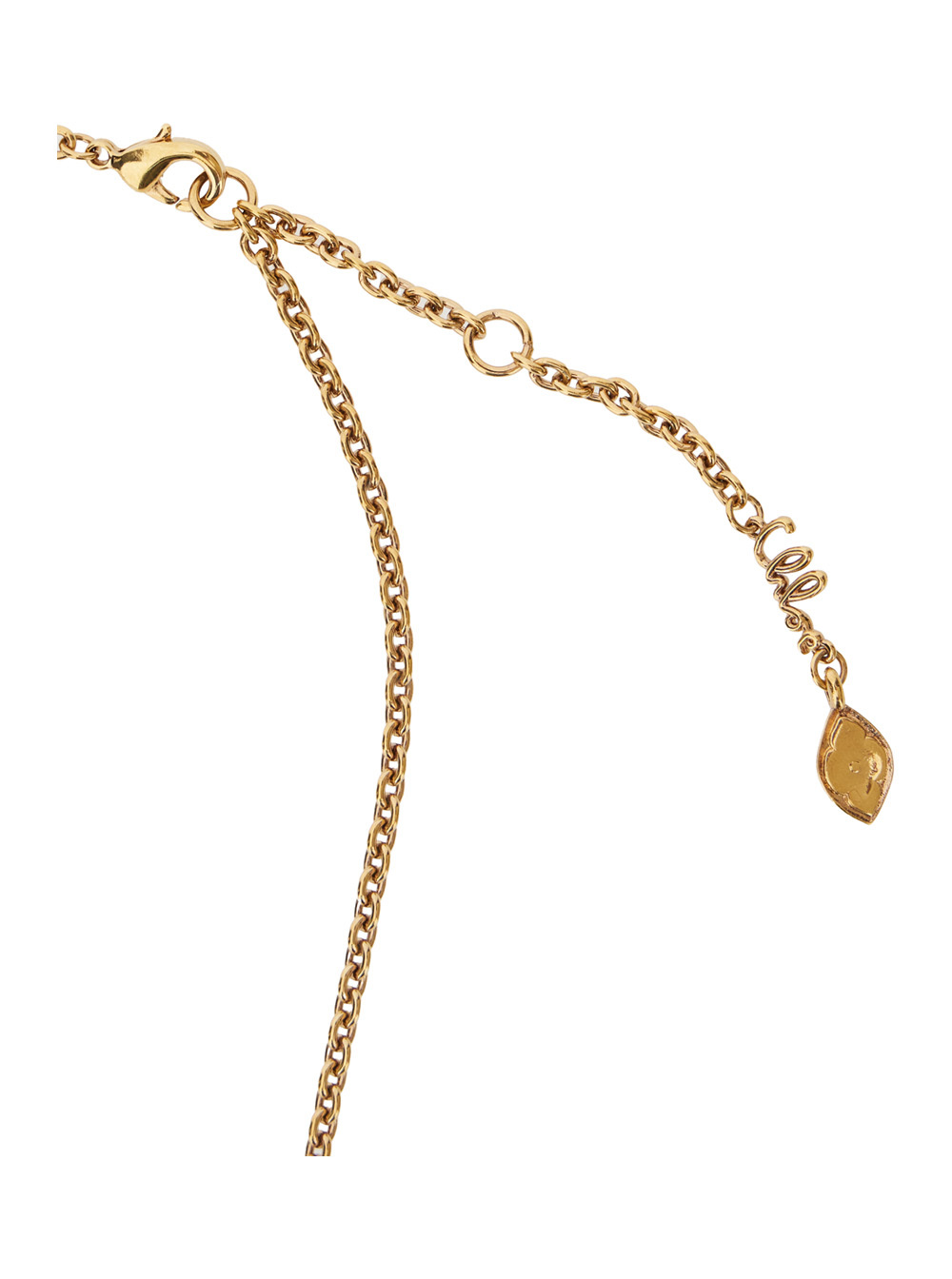 Chloé Metallic Necklace With Claw Clasp Rear Closure And Pendant With Logo Plaque In Brass Woman
