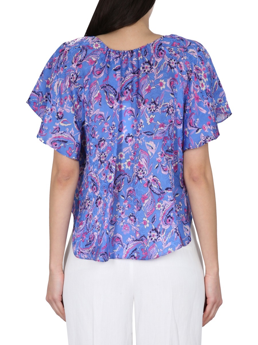 ISABEL MARANT FLORAL-PRINT SHORT-SLEEVE BLOUSE