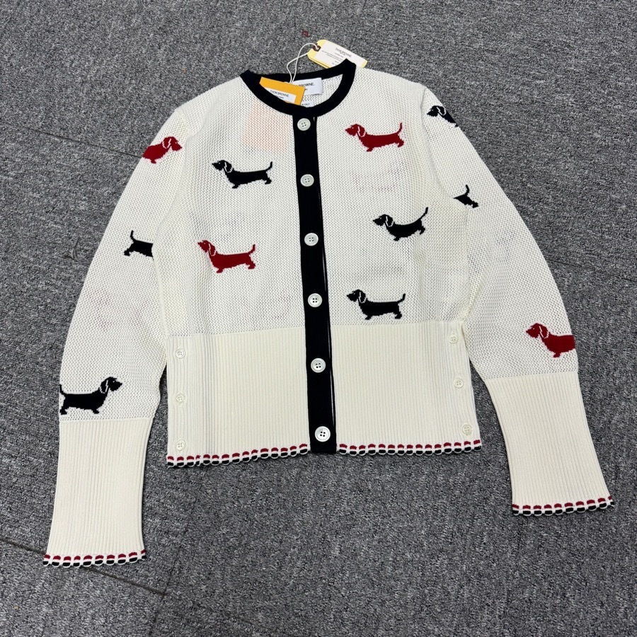 Thom Browne Intarsia-knit Hector Cotton Cardigan In White